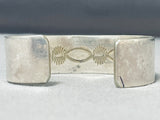 Awesome Vintage Native American Navajo Handcarved Smooth Sterling Silver Bracelet-Nativo Arts