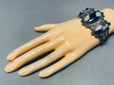 One Of Most Unique Vintage Native American Navajo Snowflake Obsidian Sterling Silver Bracelet-Nativo Arts
