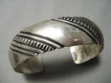 Rare Vintage Native American Navajo Hand Tooled Sterling Silver Segmented Bracelet Old-Nativo Arts