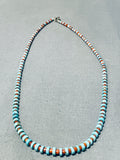 Sweet Native American Navajo Turquoise & Coral Sterling Silver Necklace-Nativo Arts