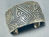 Advanced Work Freddy Douglas Signed Native American Navajo Sterling Silver Bracelet-Nativo Arts