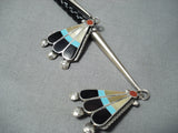 One Of The Biggest Ever Vintage Native American Zuni Turquoise Sterling Silver Bolo Tie-Nativo Arts
