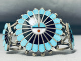 Unforgettable Vintage Native American Zuni Turquoise Sterling Silver Sunface Bracelet-Nativo Arts