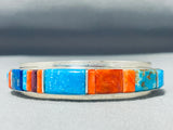 Outstanding Vintage Native American Navajo Turquoise Sterling Silver Bracelet Signed-Nativo Arts