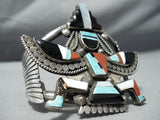 One Of The Best Vintage Native American Zuni Knifewing Turquoise Sterling Silver Bracelet Old-Nativo Arts