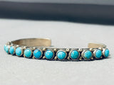 Sturdy Signed Domed Turquoise Vintage Native American Navajo Sterling Silver Bracelet-Nativo Arts