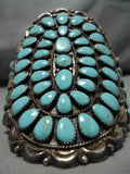 Rare Fat Teardrop Royston Turquoise Vintage Native American Navajo Sterling Silver Bracelet-Nativo Arts