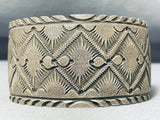 Heavy 108 Gram Native American Navajo Sterling Silver Rug Signed Bracelet Cuff-Nativo Arts