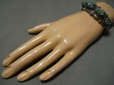 Superlative Vintage Native American Navajo Seafoam Green Turquoise Sterling Silver Bracelet-Nativo Arts