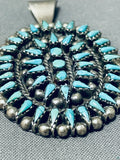 Phenomenal Vintage Native American Zuni Blue Gem Turquoise Cluster Sterling Silver Pendant-Nativo Arts