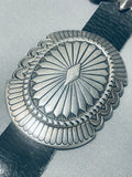 Heavy Detailed 310 Grams Vintage Native American Navajo Sterling Silver Concho Belt-Nativo Arts