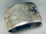 Ancient Petroglyph Vintage Native American Navajo Sterling Silver Bracelet Cuff-Nativo Arts