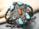 Heavy Thick Coiled Vintage Native American Navajo Carico Lake Turquoise Sterling Silver Bracelet-Nativo Arts