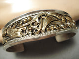 Incredibly Intricate! Vintage Native American Navajo Sterling Silver Leaf Gold Bracelet-Nativo Arts