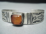 Tremendous Vintage Native American Navajo Amber Sterling Silver Bracelet-Nativo Arts
