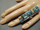 Important Vintage Native American Navajo Santo Domingo Inlay Sterling Silver Turquosie Ring-Nativo Arts