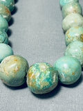 Very Rare Vintage Native American Navajo Rounded Turquoise Sterling Silver Necklace-Nativo Arts