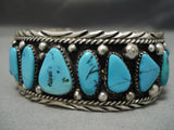 Dean Brown Natural Turquoise Vintage Native American Navajo Sterling Silver Bracelet Old-Nativo Arts
