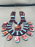 Native American The Biggest Best Santo Domingo Turquoise Purple Shell Inlay Necklace-Nativo Arts