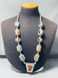 One Of The Best Ever Vintage Native American Navajo Turquoise Sterling Silver Tube Necklace-Nativo Arts