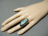 Excellent Vintage Native American Navajo Kingman Turquoise Sterling Silver Ring-Nativo Arts