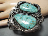 Huge High Grade Vintage Native American Navajo Carico Lake Turquoise Sterling Silver Bracelet-Nativo Arts