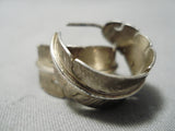 Important Vintage Native American Navajo Michael Kirk Feather Sterling Silver Earrings Old-Nativo Arts