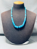 Native American Stunning Vintage Santo Domingo Graduating Turquoise Sterling Silver Necklace-Nativo Arts
