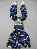 One Of The Best Vintage Native American Navajo Lapis Santo Domingo Sterling Silver Necklace-Nativo Arts