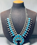 Henry Roanrose Vintage Native American Navajo Turquoise Sterling Silver Squash Blossom Necklace-Nativo Arts