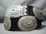 Heavy 500 Gram Vintage Native American Navajo Turquoise Sterling Silver Concho Belt-Nativo Arts