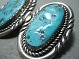 Justin Wilson Vintage Native American Navajo Sleeping Beauty Turquoise Sterling Silver Earrings-Nativo Arts