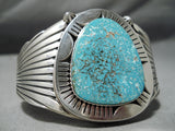 Dramatic Native American Navajo Pilot Mountain Turquoise Sterling Silver Bracelet-Nativo Arts