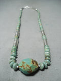 Native American Important Santo Domingo Tony Aguilar Green Turquoise Sterling Silver Necklace-Nativo Arts