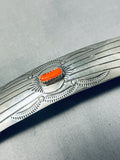 Elegant Native American Navajo Coral Sterling Silver Barette-Nativo Arts