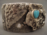 111 Grams Heavy Native American Jewelry Silver Boulder Turquoise Navajo Native American Jewelry Silver Bracelet-Nativo Arts