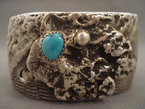111 Grams Heavy Native American Jewelry Silver Boulder Turquoise Navajo Native American Jewelry Silver Bracelet-Nativo Arts