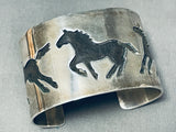 Captivating Vintage Native American Navajo Running Horses Sterling Silver Colossal Bracelet-Nativo Arts