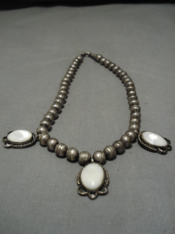 Stunning Vintage Navajo Sterling Silver Native American Pearl Necklace-Nativo Arts