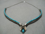 Exquisite Vintage Native American Navajo Choker Style Sterling Silver Turquoise Necklace-Nativo Arts