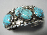 Superlative Vintage Native American Navajo Pilot Mountain Turquoise Sterling Silver Bracelet-Nativo Arts