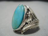 Amazing Vintage Native American Navajo Royston Turquoise Sterling Silver Arviso Ring-Nativo Arts