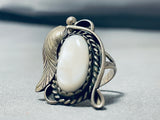 Pretty Vintage Native American Navajo Mother Of Pearl Sterling Silver Ring-Nativo Arts