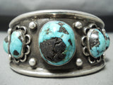 Rare Vintage Native American Navajo Bisbee Turquoise Sterling Silver Bracelet-Nativo Arts