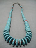 Incredible Vintage Native American Navajo Turquoise Disc Heishi Sterling Silver Necklace Old-Nativo Arts