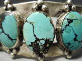 Authentic Vintage Native American Navajo Old Crow Springs Turquoise Sterling Silver Bracelet-Nativo Arts