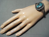 Intense Vintage Native American Navajo Deep Spiderweb Turquoise Sterling Silver Bracelet-Nativo Arts