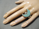 Half Moon Navajo Royston Turquoise Sterling Silver Ring Native American-Nativo Arts
