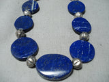 Exquisite Navajo Native American Lapis Sterling Silver Necklace-Nativo Arts