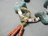 Chunky Huge Vintage Native American Navajo Royston Turquoise Spiny Oyster Jacla Necklace Old-Nativo Arts